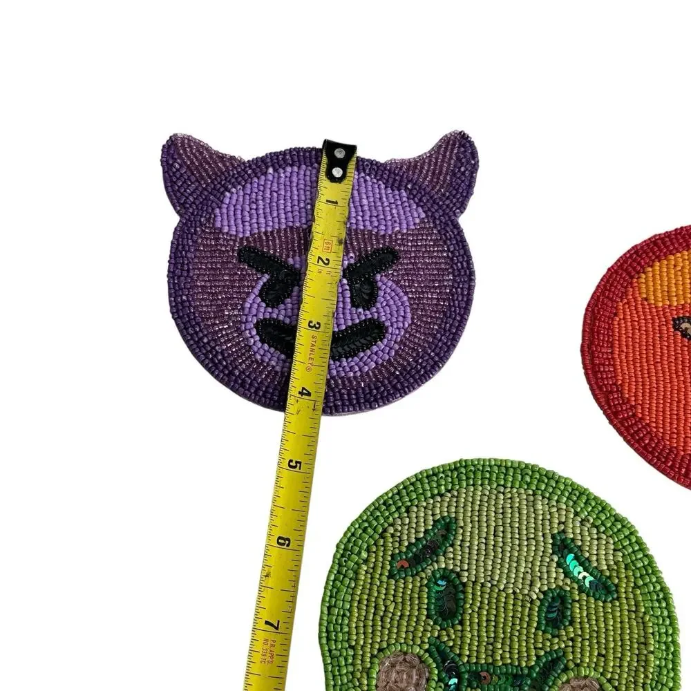 KIM SEYBERT Emoji Coasters set of 6 Glass Beaded